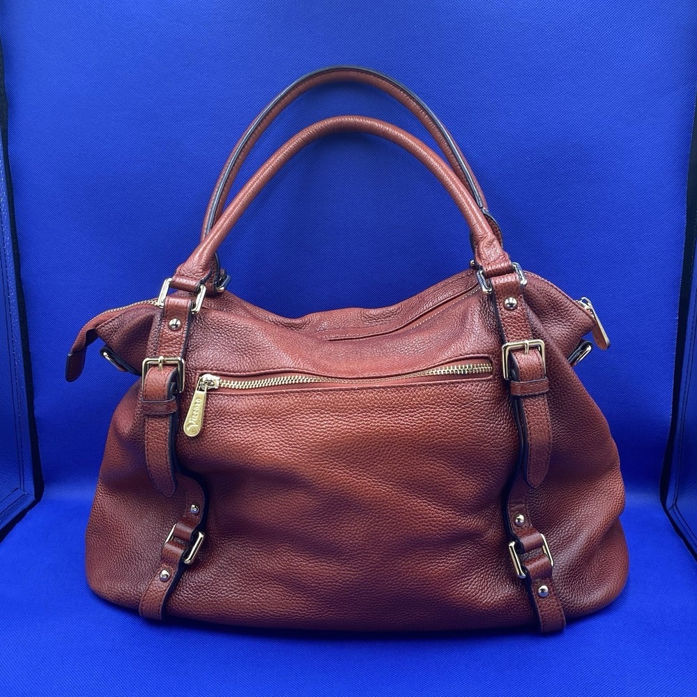Vincenzo Leather Hand Crafted Elegance Rust  2 Handles Satchel Bag Preowned - Picture 2 of 12